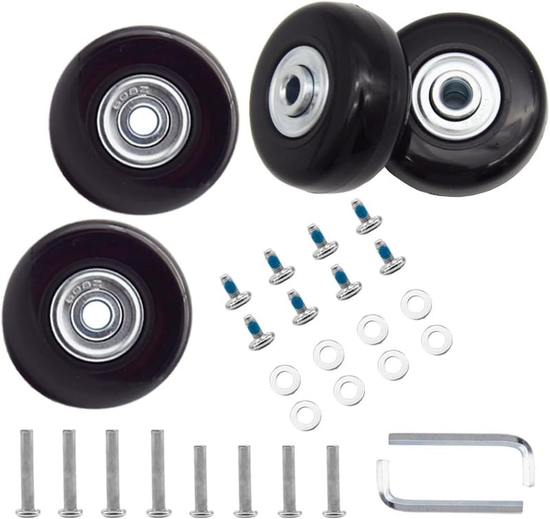 Ruidee 4 Pcs Luggage Suitcase Replacement Wheels 45x18mm Wear-Resistant Luggage Wheels Rubber Rotating Wheel Low Noise for Trolley Travel Case Carry-on Roller Bag (SXL/45x18mm) - Image 1